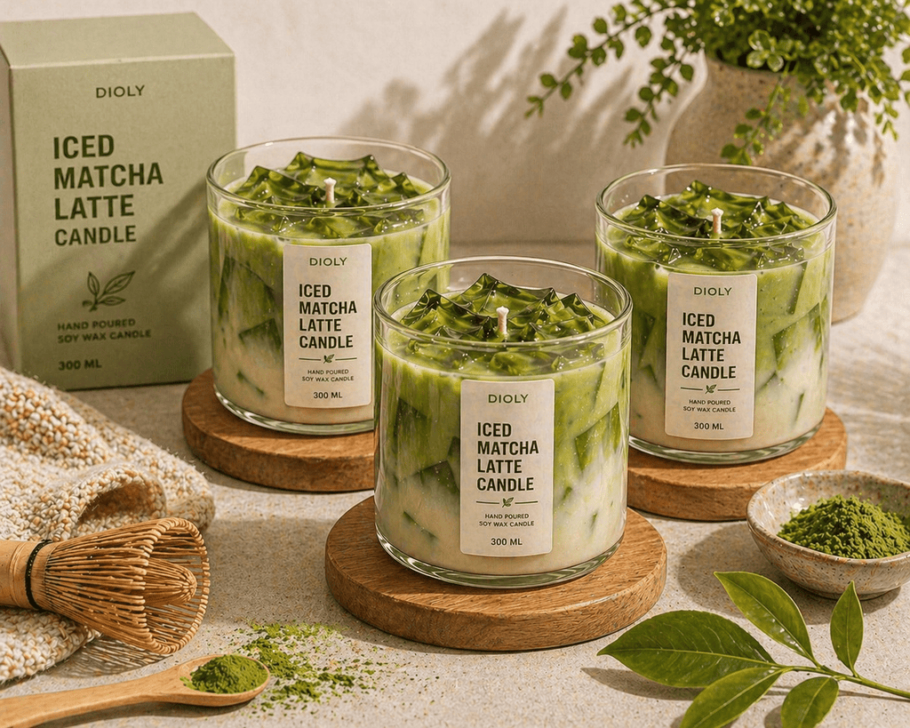 Iced Matcha Latte Candle | Handmade Soy Wax Dessert Candle - Dioly