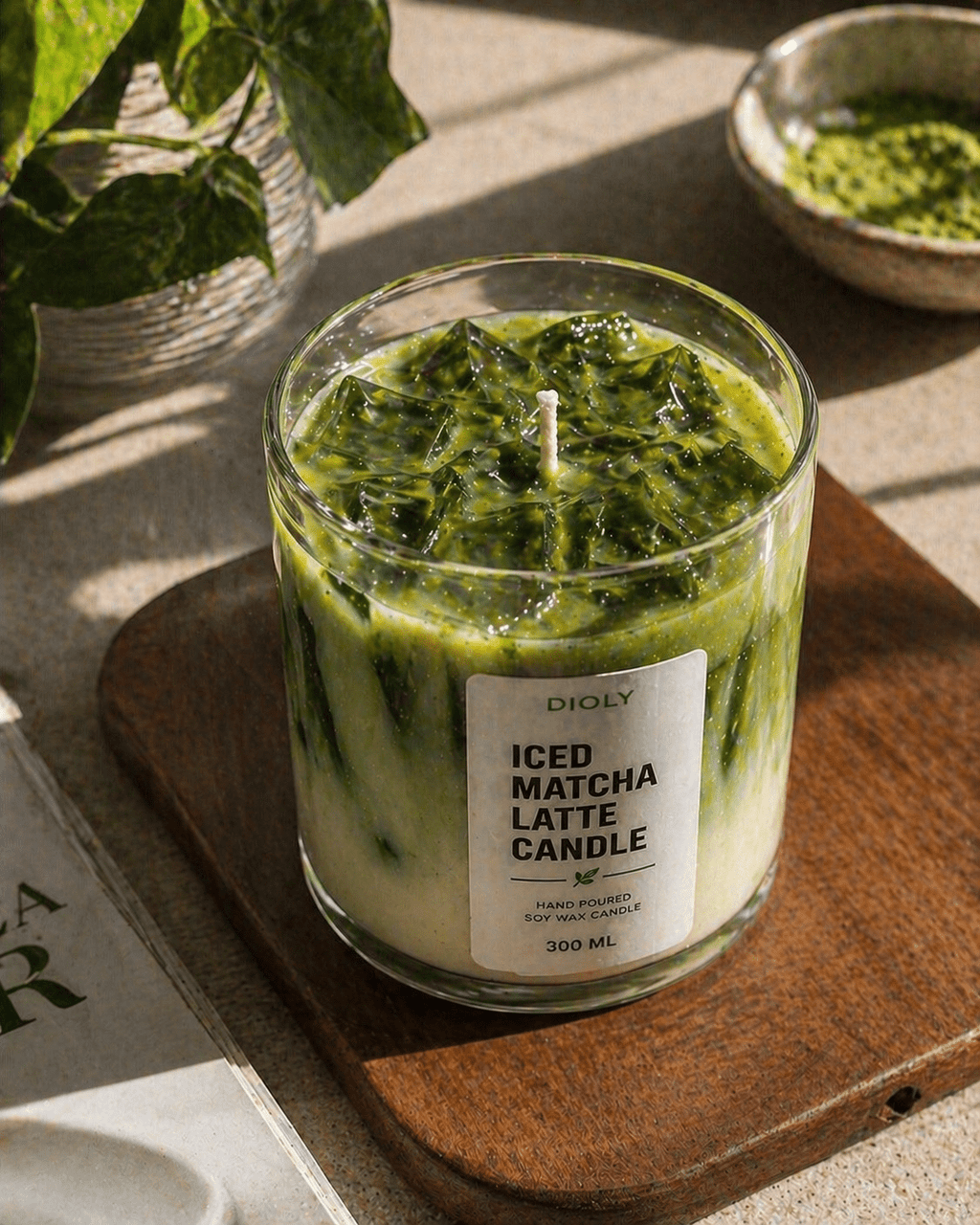 Iced Matcha Latte Candle | Handmade Soy Wax Dessert Candle - Dioly