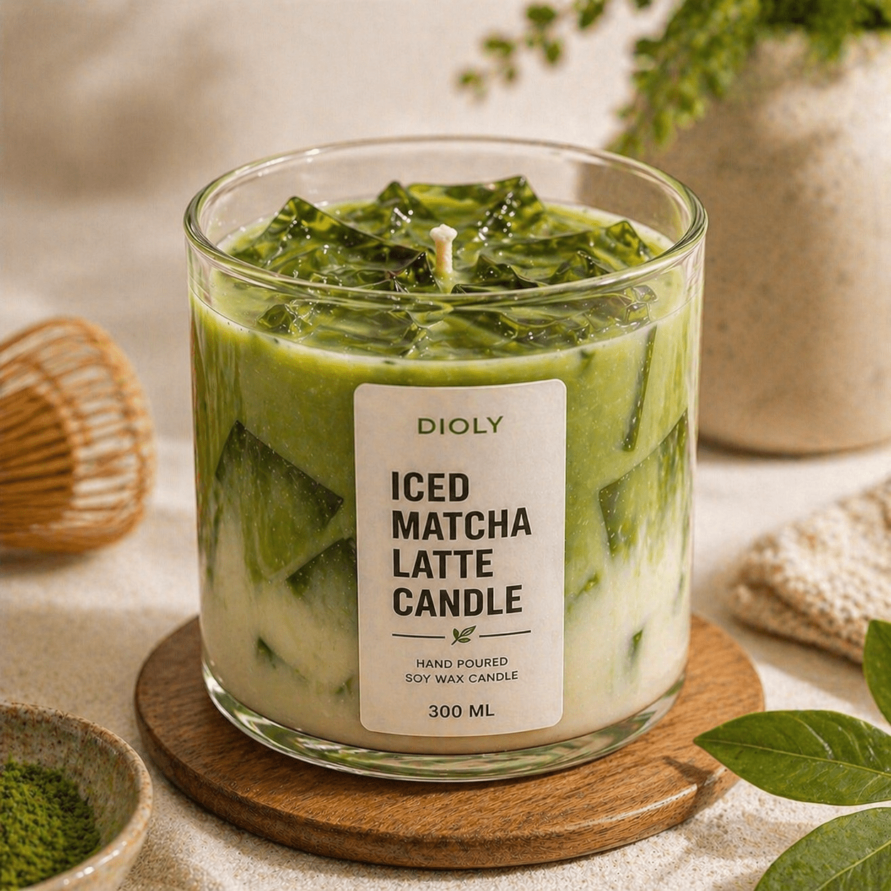 Iced Matcha Latte Candle | Handmade Soy Wax Dessert Candle - Dioly