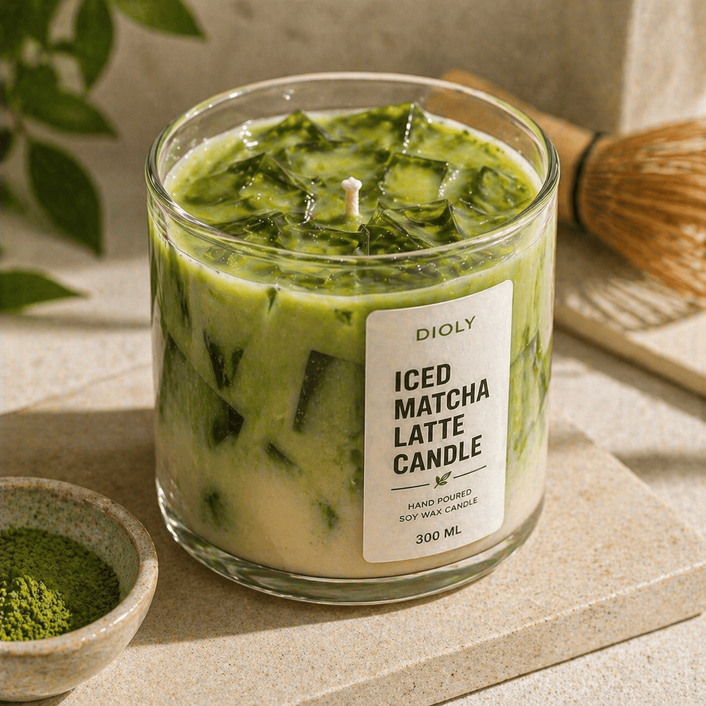 Iced Matcha Latte Candle | Handmade Soy Wax Dessert Candle - Dioly