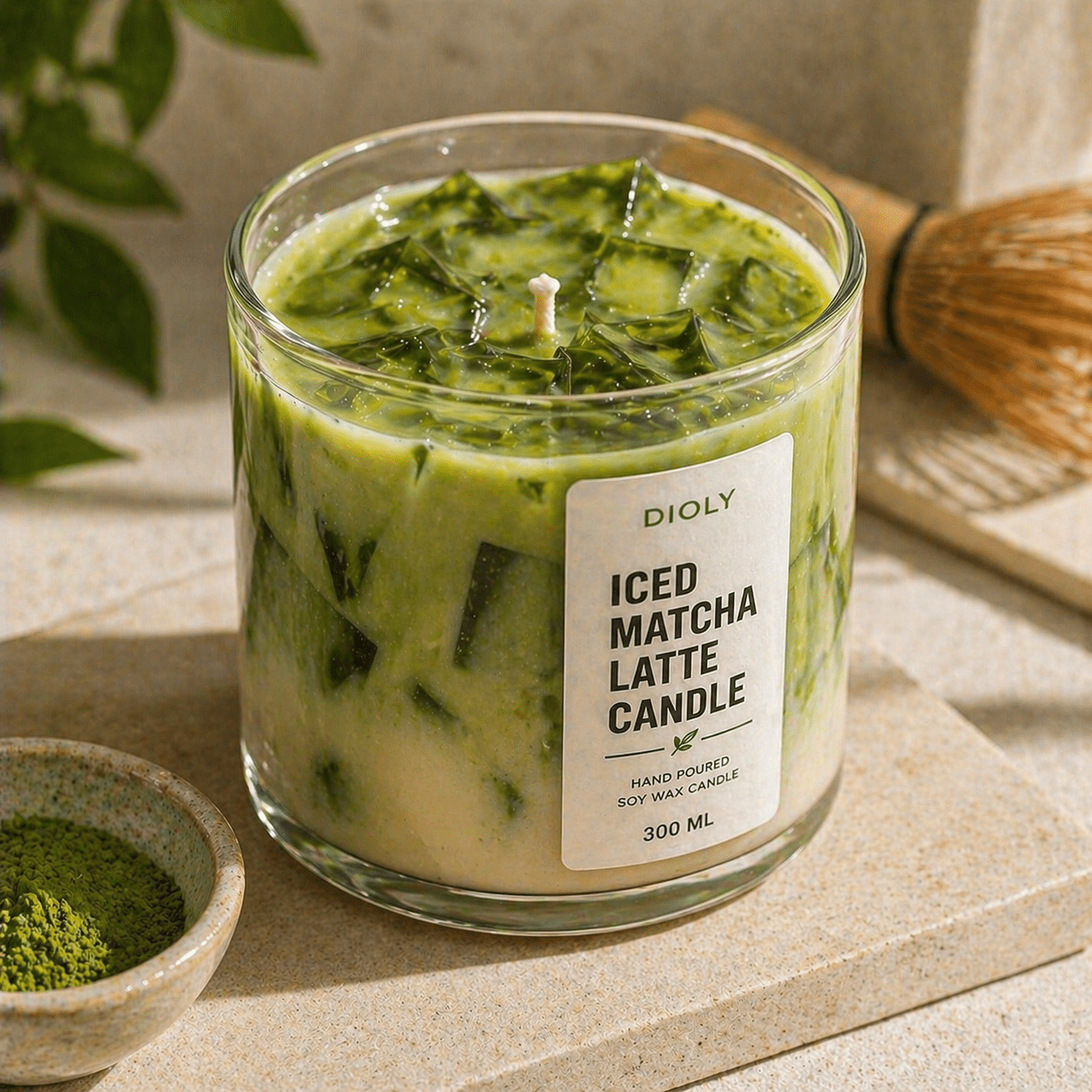 Iced Matcha Latte Candle | Handmade Soy Wax Dessert Candle - Dioly