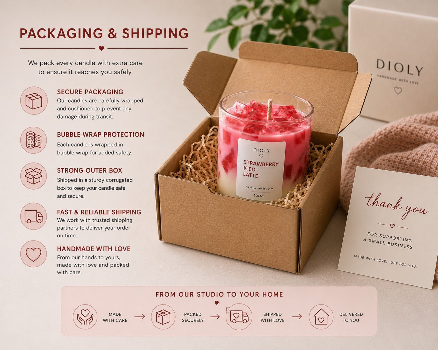 Strawberry Latte Candle - Dioly