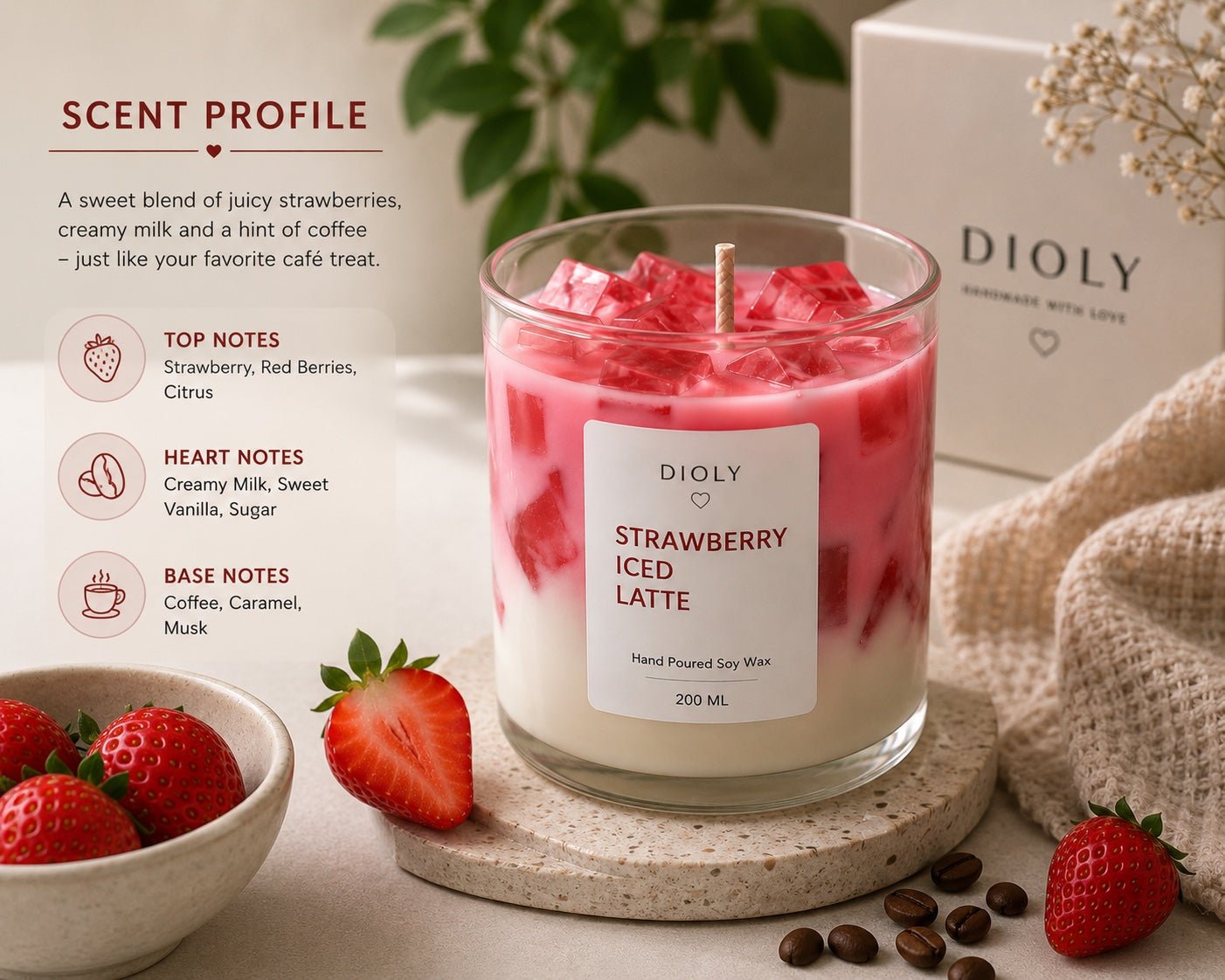 Strawberry Latte Candle - Dioly