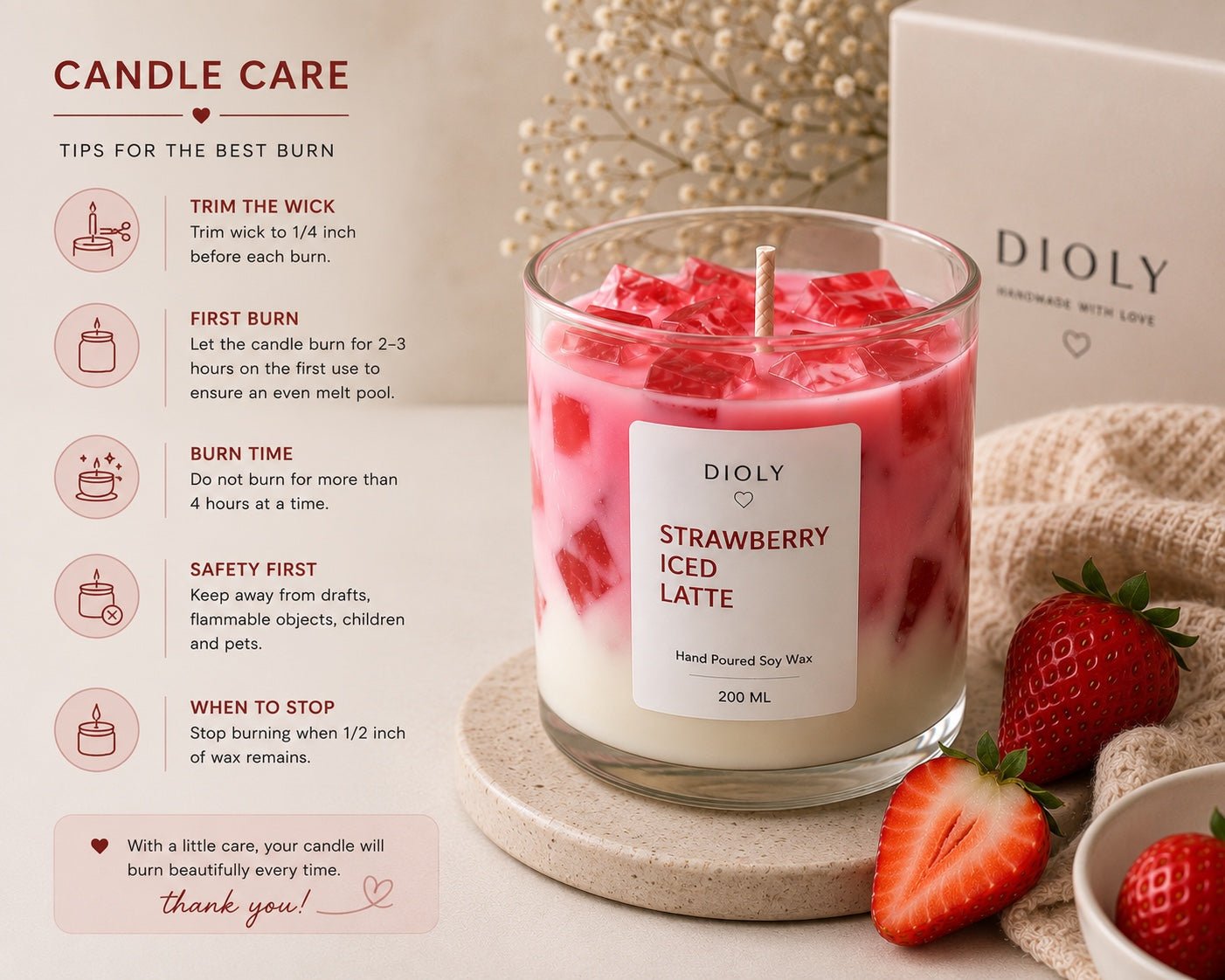 Strawberry Latte Candle - Dioly