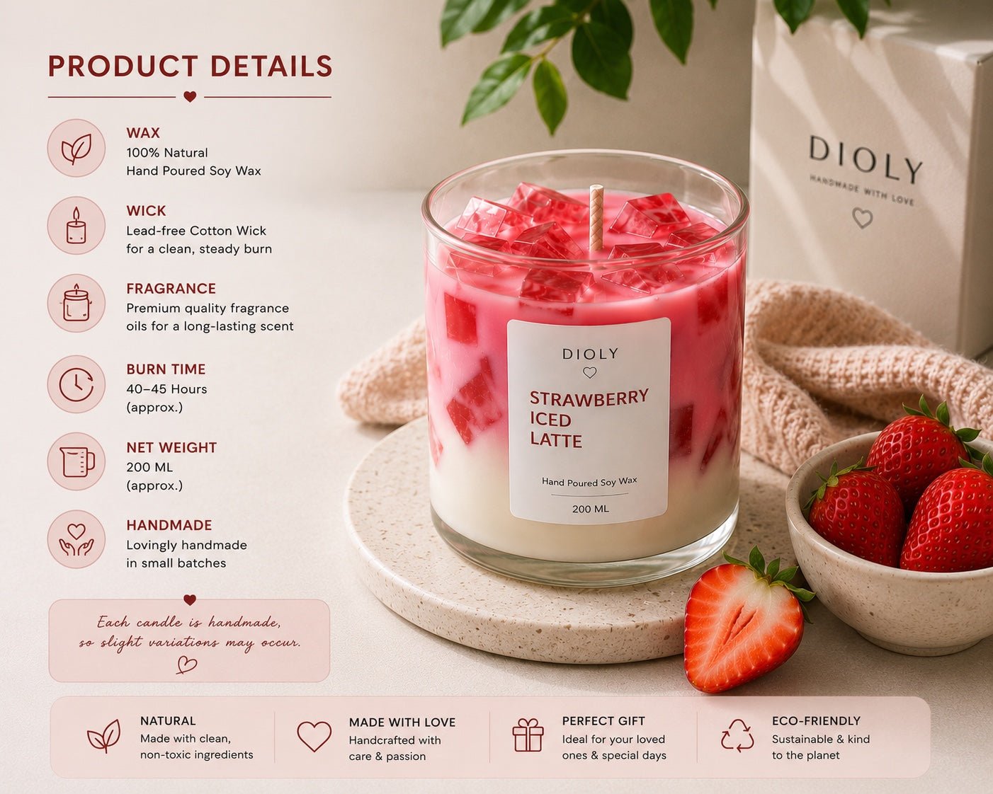 Strawberry Latte Candle - Dioly
