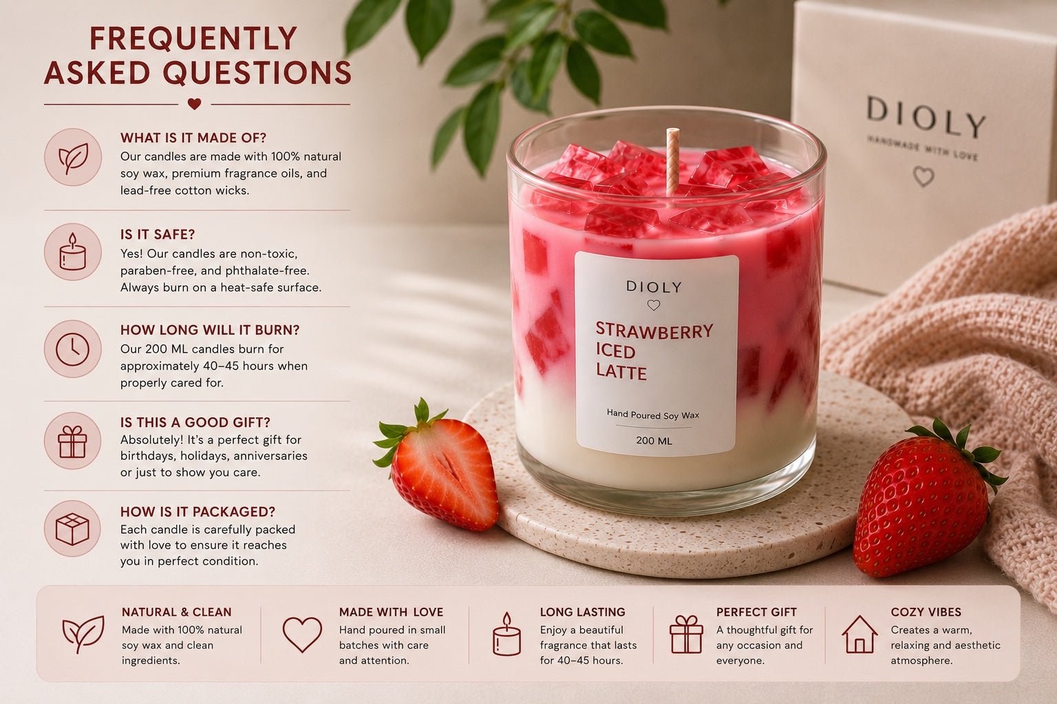 Strawberry Latte Candle - Dioly